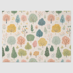 Watercolor Forest Trees Seamless Pattern Home Deco Tissue Paper