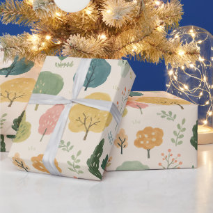 Watercolor Forest Trees Seamless Pattern Home Deco Wrapping Paper