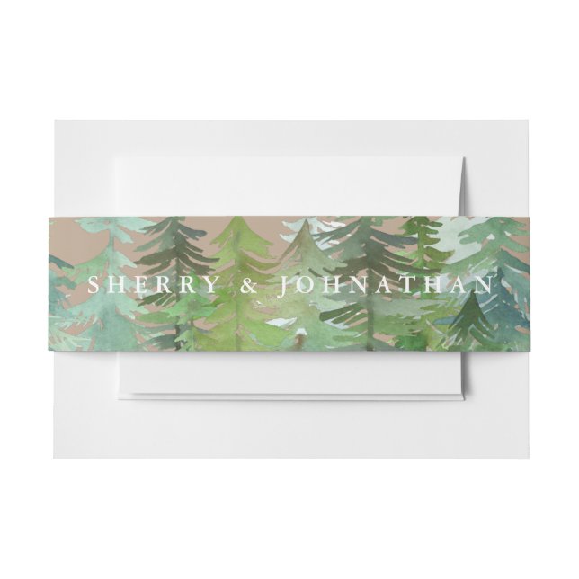 Watercolor forest wedding belly bands invitation belly band (Front Example)
