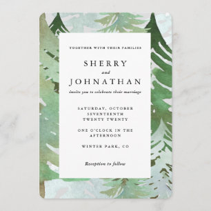 Watercolor forest wedding invitation