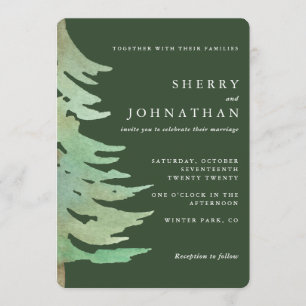 Watercolor forest wedding invitation