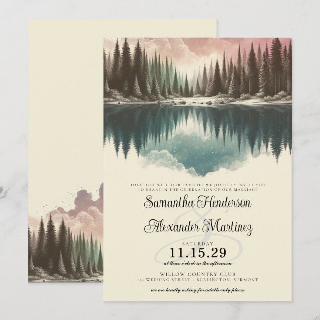Watercolor Forest Wedding Invitation (Front/Back)