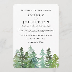 Watercolor forest wedding invitation