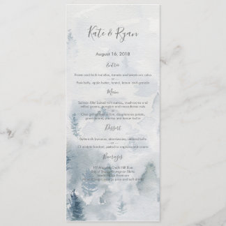 Watercolor forest Wedding Menu Card