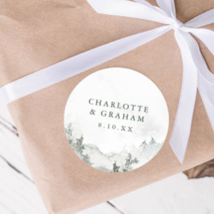 Watercolor Forest Wedding Sticker