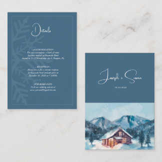 Watercolor Forest Winter Snowy Mountain Details Enclosure Card