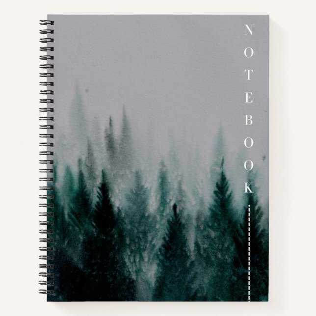 watercolor forest, winter, winter forest art notebook (Front)