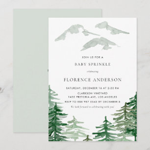 Watercolor Forest Winter Woodland Baby Sprinkle Invitation