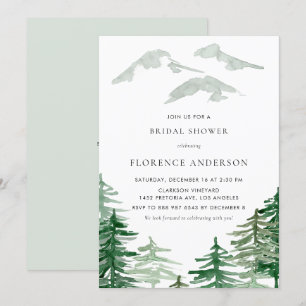 Watercolor Forest Winter Woodland Bridal Shower Invitation