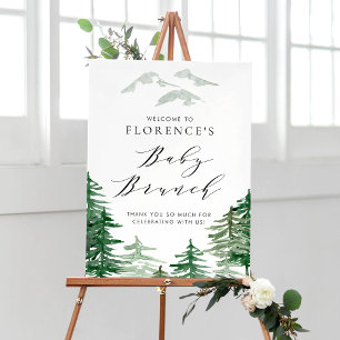 Watercolor Forest Woodland Baby Brunch Welcome Poster