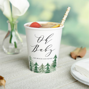 Watercolor Forest Woodland Baby Shower Paper Cups