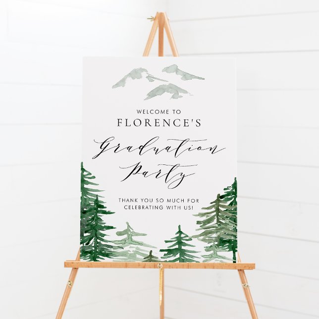 Watercolor Forest Woodland Graduation Party Poster (Creator Uploaded)