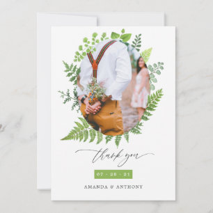 Watercolor Forest Woodland Greenery Wedding Thank You Card