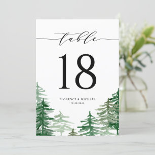 Watercolor Forest Woodland Wedding Table Number