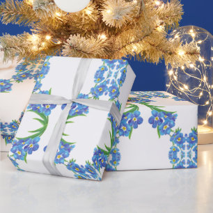 Watercolor Forget-Me-Not Garden Flower Floral Art Wrapping Paper