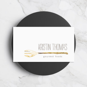 Watercolor Fork Catering, Chef, Food Business Card