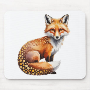 Watercolor Fox & Autumn Dots Mouse Pad