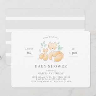 Watercolor Fox Baby Shower Invitation