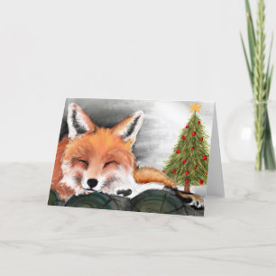 Watercolor Fox Christmas Card