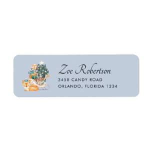 Watercolor Fox Christmas Sleighs Return Address