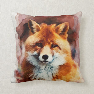 watercolor fox cushion