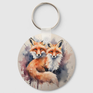 Watercolor Fox Duo Key Ring