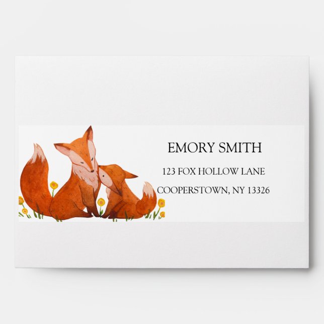Watercolor Fox Family Envelope (Front)