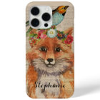 Watercolor Fox Floral Collage Personalised Name