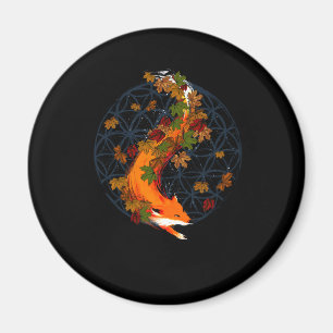 Watercolor Fox Flower Of Life Spirit Animal Magnet