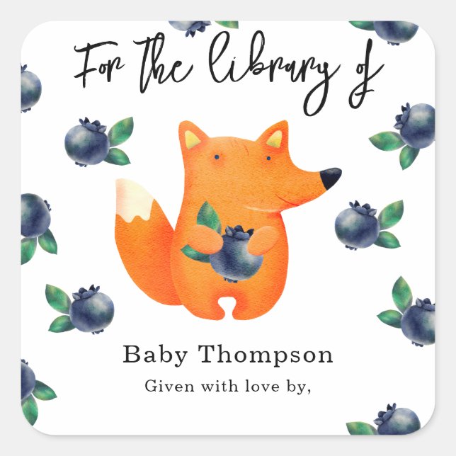 Watercolor fox - for the library of square sticker (Front)
