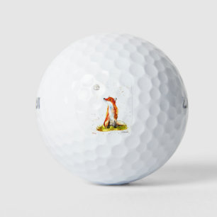 Watercolor fox forest woodland animals rustic baby golf balls