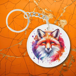 Watercolor Fox Illustration Key Ring