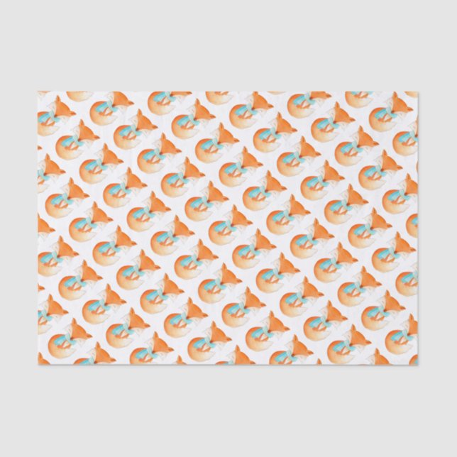 Watercolor fox in the snow christmas tissue paper (Front)