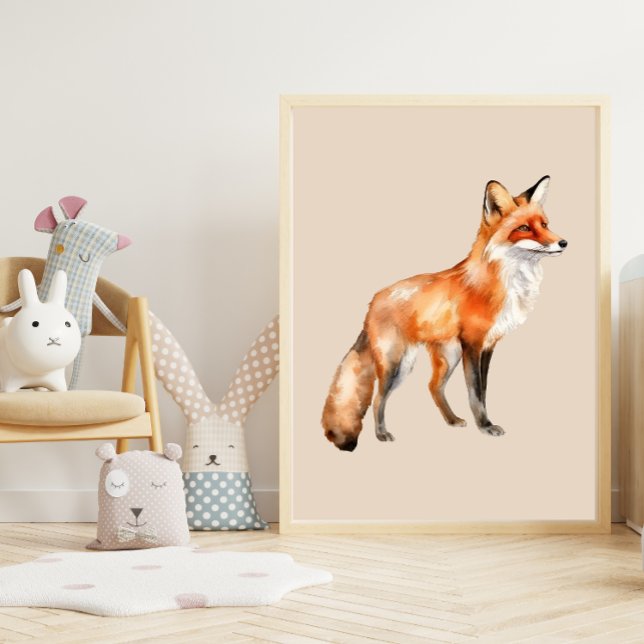 watercolor fox on beige  poster (Creator Uploaded)