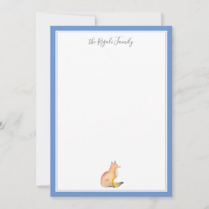 Watercolor Fox Personalised Stationery Card