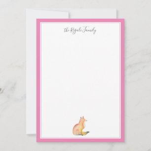 Watercolor Fox Personalised Stationery Card