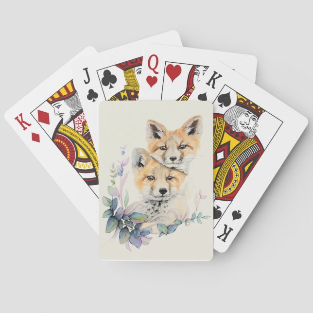 Watercolor Fox Playing Cards (Back)