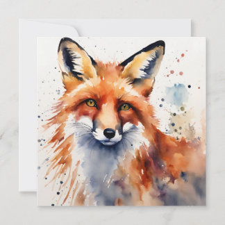 Watercolor Fox Portrait Invitation