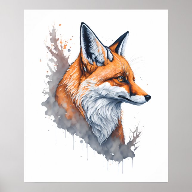 Watercolor Fox Portrait Poster (Front)