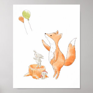 Watercolor Fox Poster