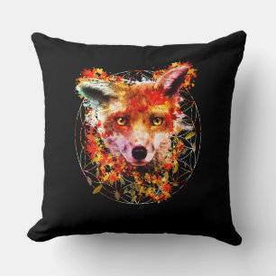Watercolor Fox Spirit Animal Flower Of Life Cushion