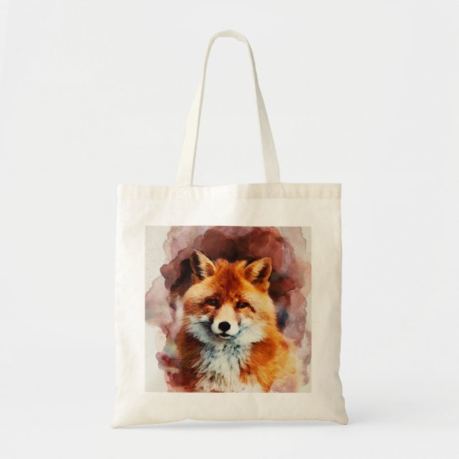 watercolor fox tote bag (Front)