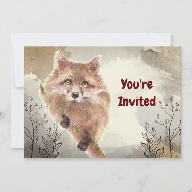 Watercolor Foxes Animal Custom Birthday Invitation (Front)
