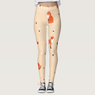 Watercolor foxes: cute, vintage background pattern leggings