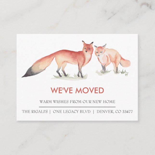Watercolor Foxes New Home Moving Announcement (Front)