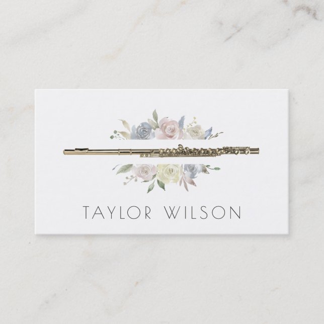 watercolor frame flute teacher business card (Front)