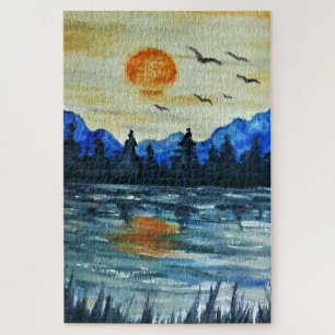Watercolor - Freedom - Flying Birds Jigsaw Puzzle