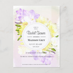 Watercolor Freesia Flowers Bridal Shower Invitation Postcard