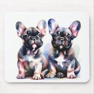 Watercolor French Bulldog cute puppies Mouse Mat