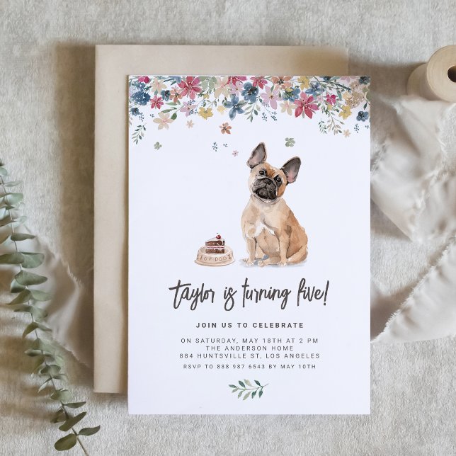 Watercolor French Bulldog Dog Birthday Party Invitation (Celebrate your furry friend’s special day with our charming French bulldog birthday invitation.)